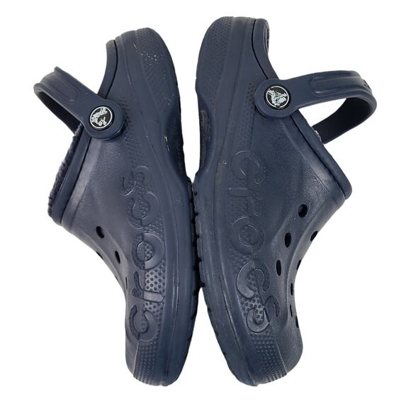 Crocs navy faux fur lined clogs shoes Mens 4 Womens 6 - Picture 3 of 8